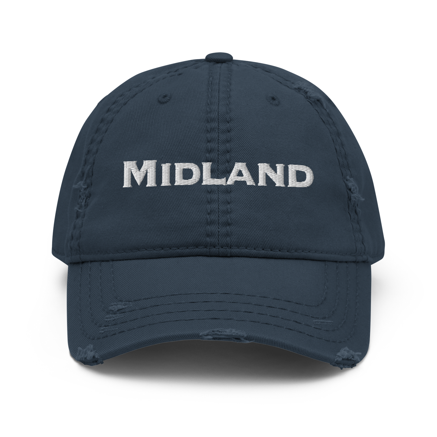 'Midland' Distressed Dad Hat | White/Black Embroidery