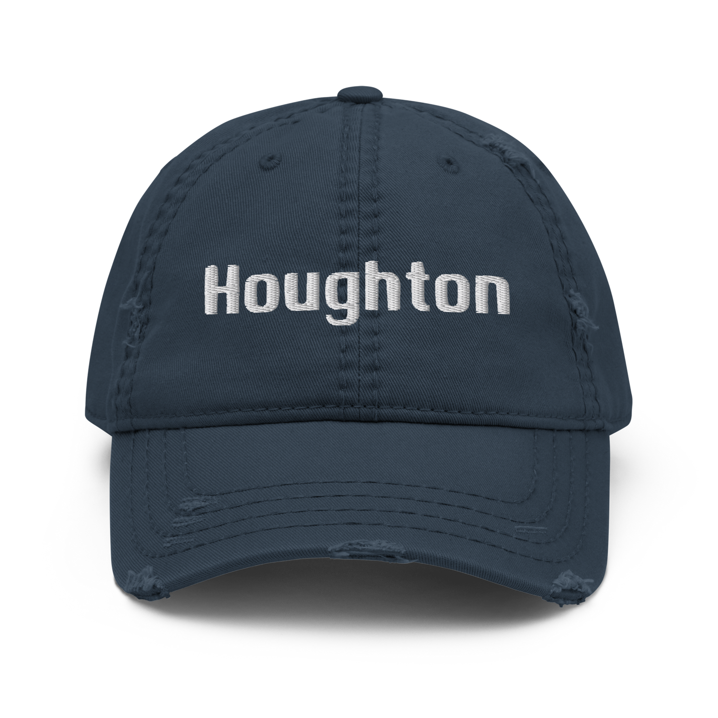 'Houghton' Distressed Dad Hat | White/Black Embroidery