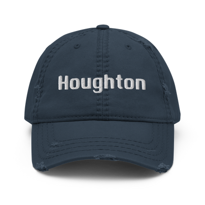 'Houghton' Distressed Dad Hat | White/Black Embroidery