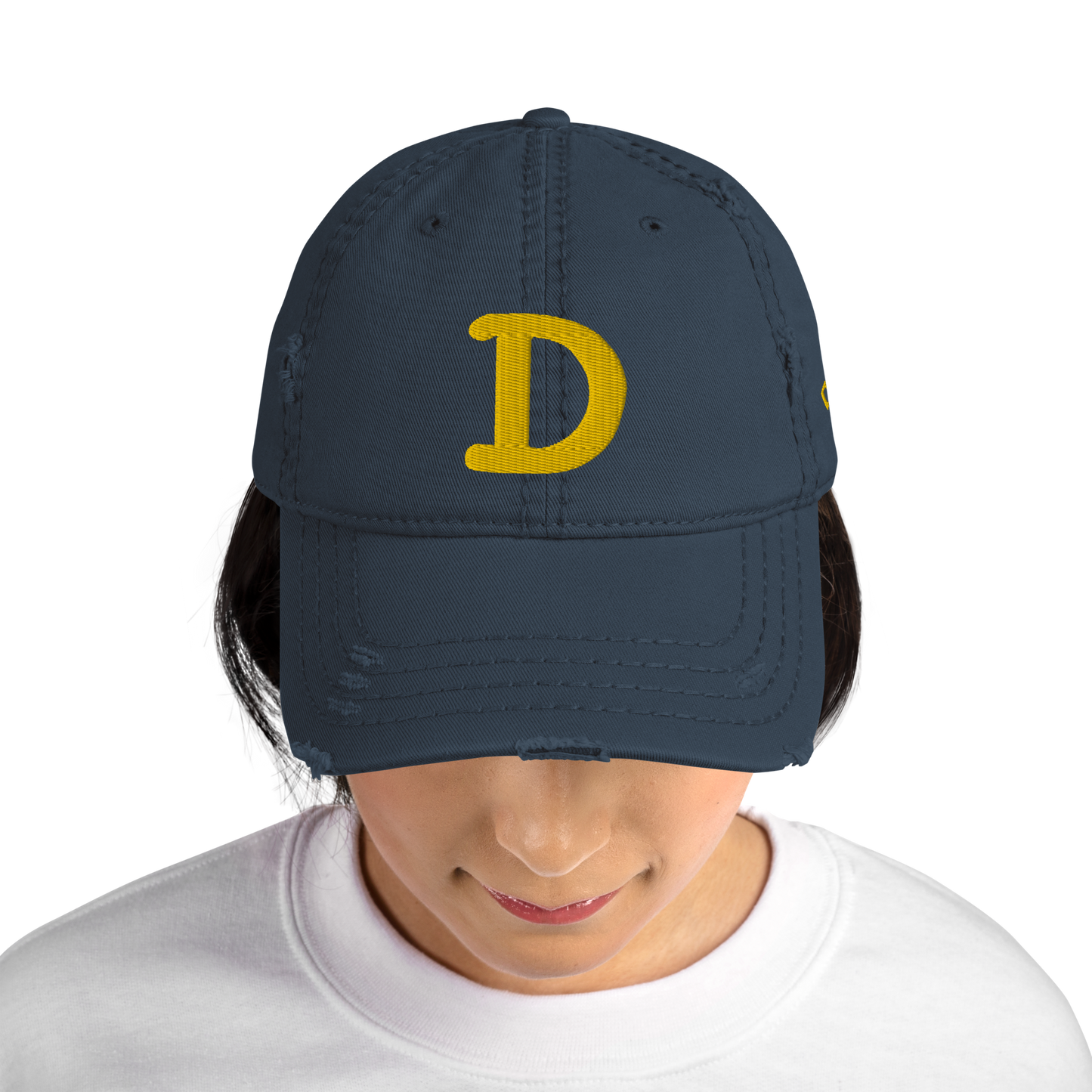 Detroit 'Old French D' Distressed Dad Hat (w/ Side Design) | Gold Embroidery