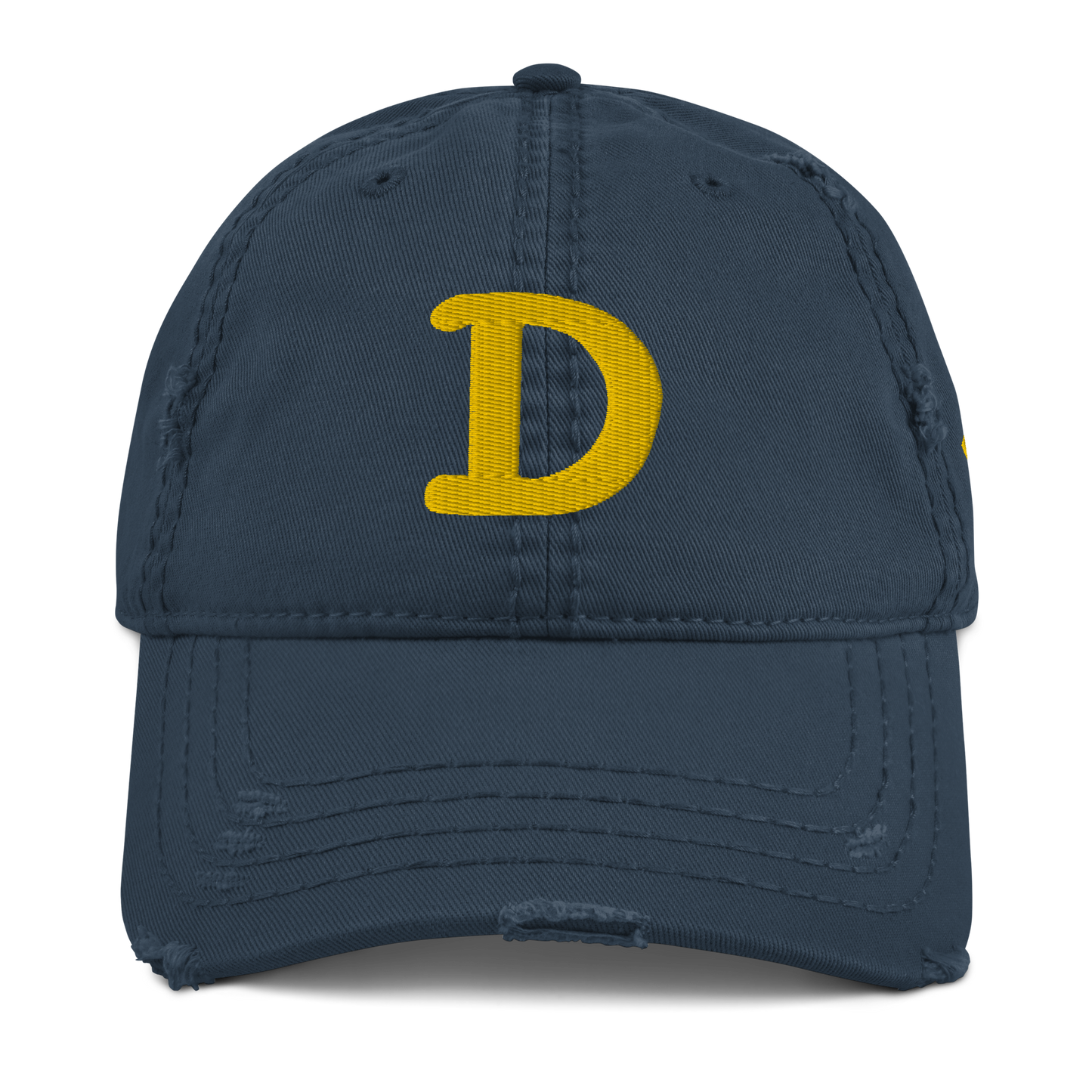 Detroit 'Old French D' Distressed Dad Hat (w/ Side Design) | Gold Embroidery