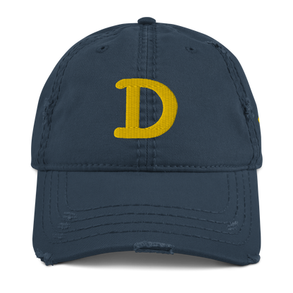 Detroit 'Old French D' Distressed Dad Hat (w/ Side Design) | Gold Embroidery