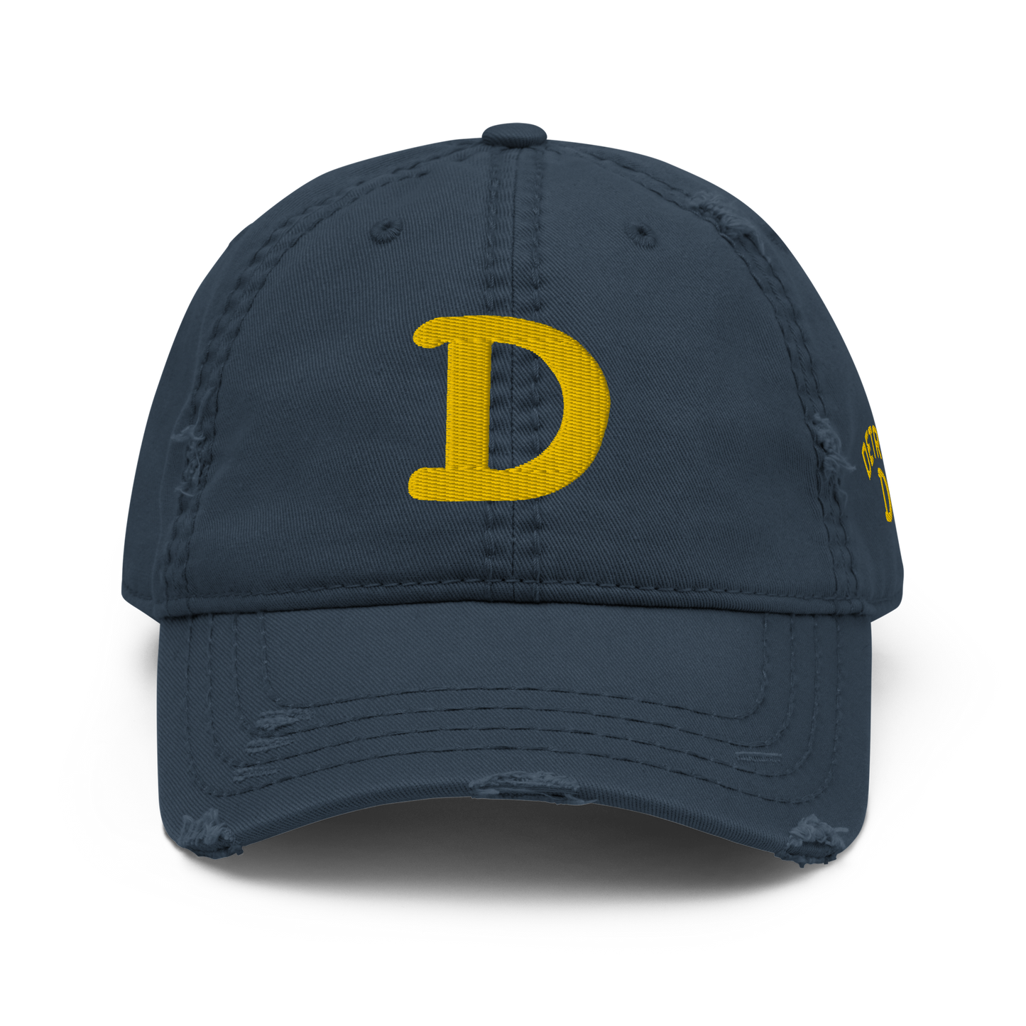 Detroit 'Old French D' Distressed Dad Hat (w/ Side Design) | Gold Embroidery