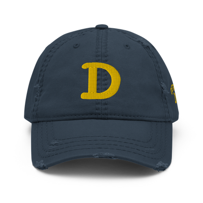 Detroit 'Old French D' Distressed Dad Hat (w/ Side Design) | Gold Embroidery