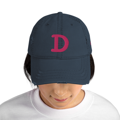 Detroit 'Old French D' Distressed Dad Hat (w/ Side Design) | Pink Embroidery