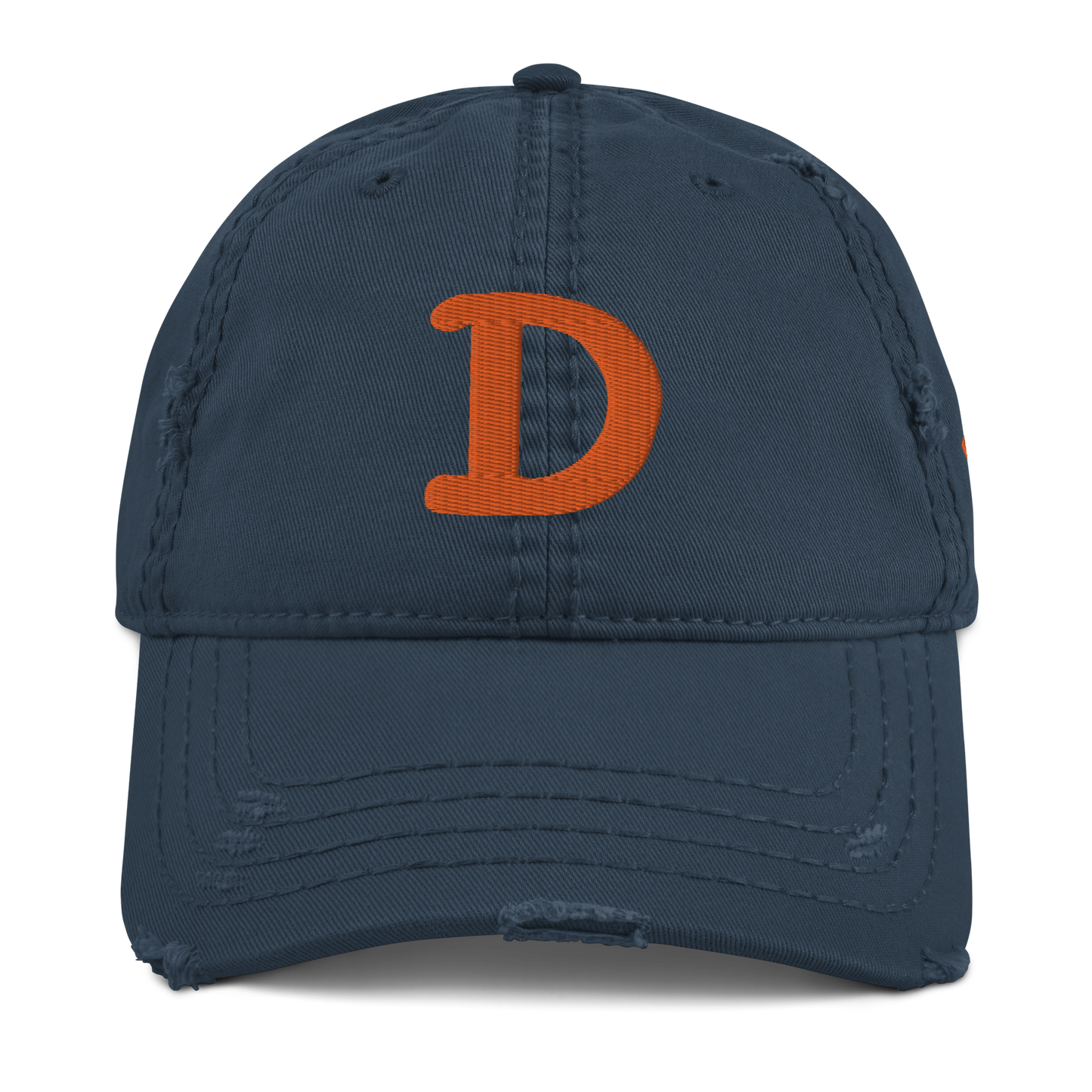 Detroit 'Old French D' Distressed Dad Hat (w/ Side Design) | Orange Embroidery