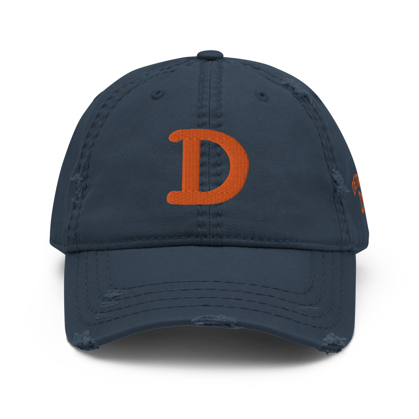 Detroit 'Old French D' Distressed Dad Hat (w/ Side Design) | Orange Embroidery