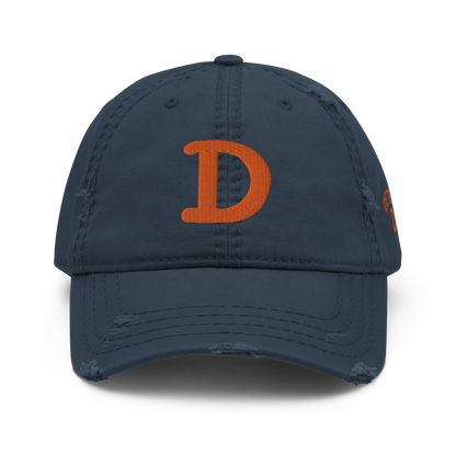 Detroit 'Old French D' Distressed Dad Hat (w/ Side Design) | Orange Embroidery