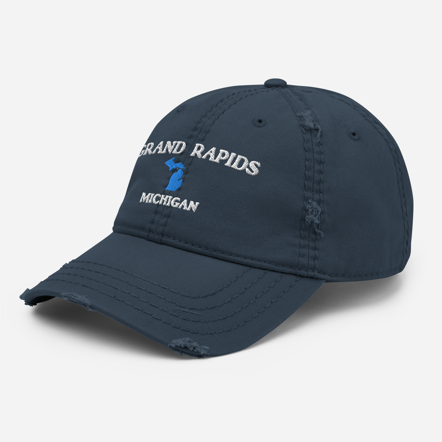 'Grand Rapids Michigan' Distressed Dad Hat (w/ Michigan Outline)