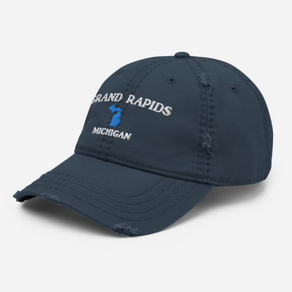 'Grand Rapids Michigan' Distressed Dad Hat (w/ Michigan Outline)