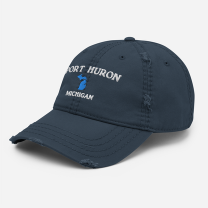 'Port Huron Michigan' Distressed Dad Hat (w/ Michigan Outline)