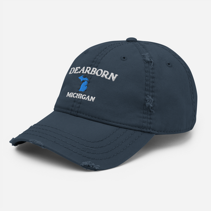 'Dearborn Michigan' Distressed Dad Hat (w/ Michigan Outline)