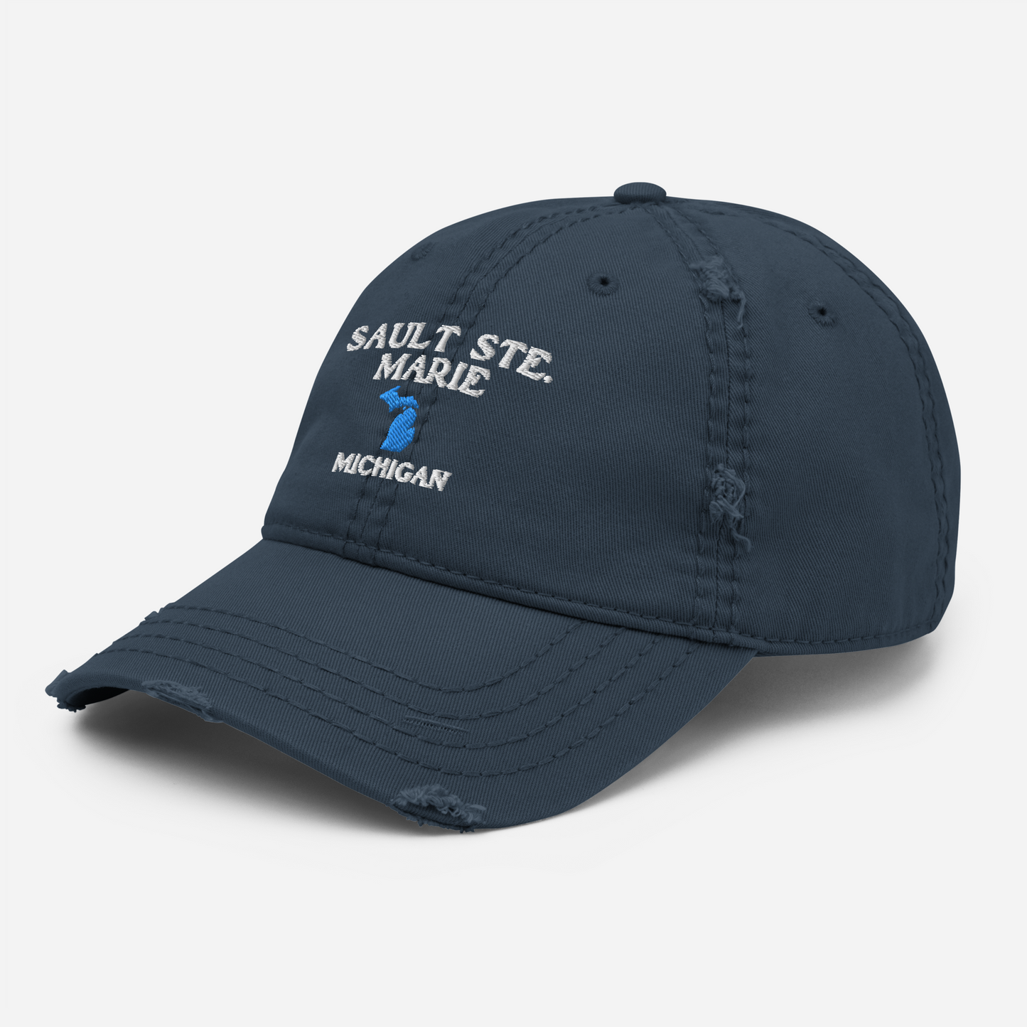 'Sault Ste. Marie' Distressed Dad Hat (w/ Michigan Outline)