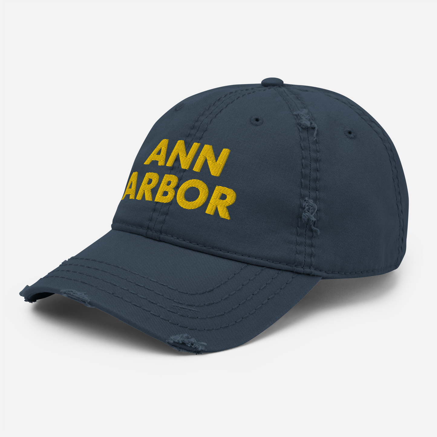 'Ann Arbor' Distressed Dad Hat | Gold/Navy Embroidery