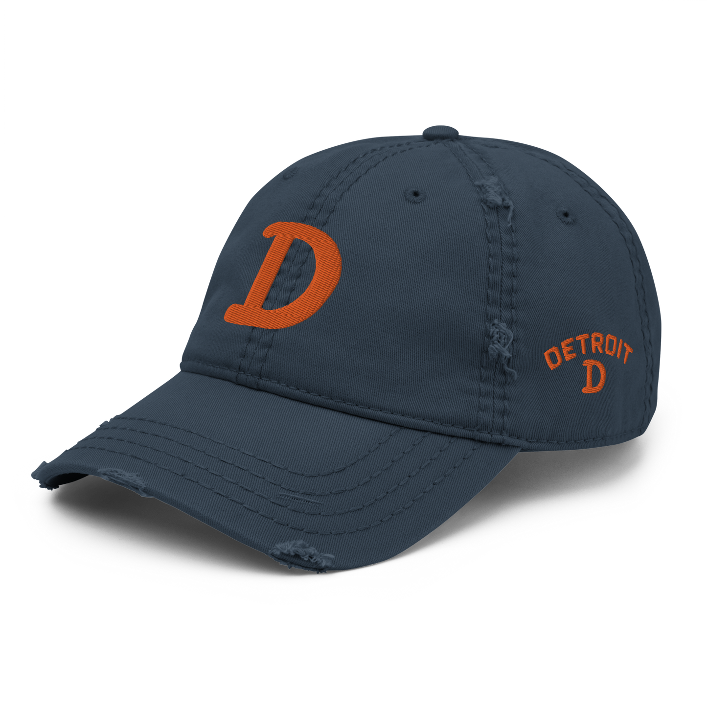 Detroit 'Old French D' Distressed Dad Hat (w/ Side Design) | Orange Embroidery