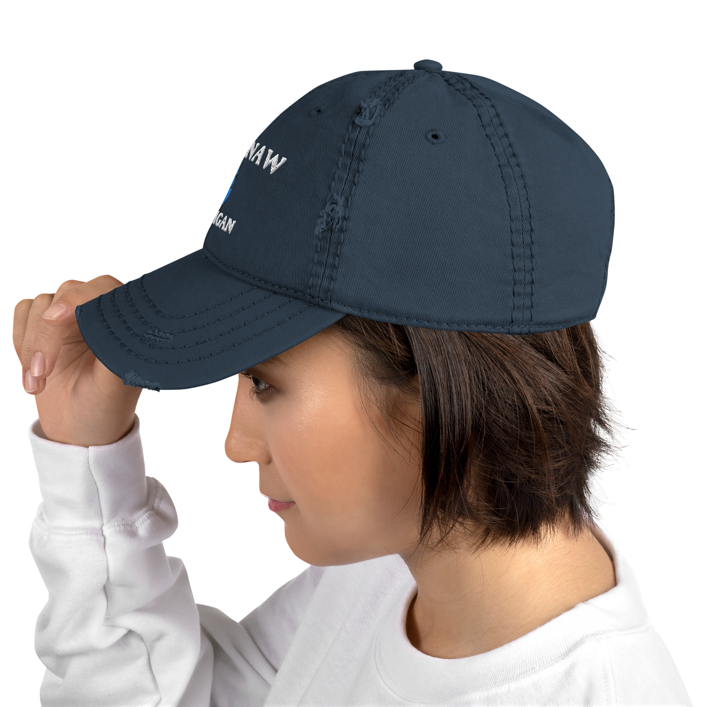 'Saginaw Michigan' Distressed Dad Hat (w/ Michigan Outline)