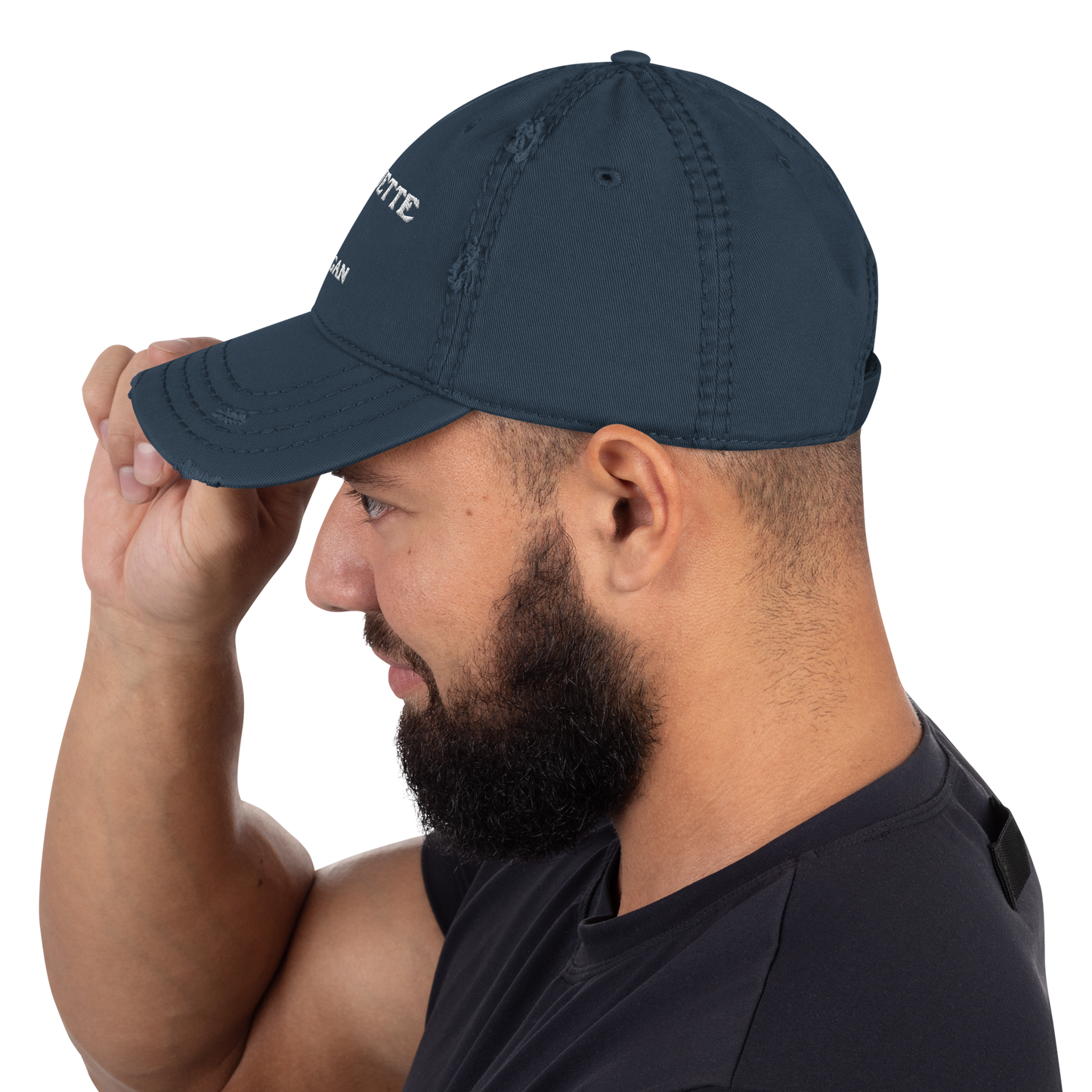 'Marquette Michigan' Distressed Dad Hat (w/ Michigan Outline)