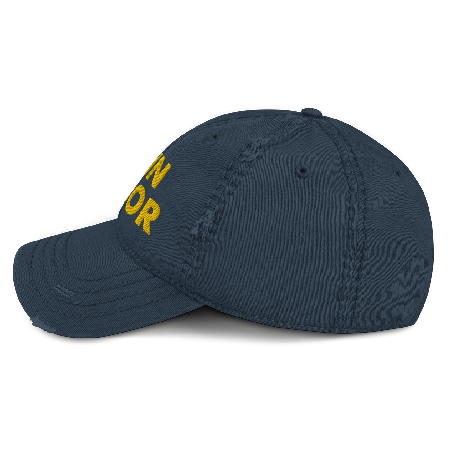 'Ann Arbor' Distressed Dad Hat | Gold/Navy Embroidery