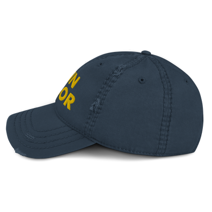 'Ann Arbor' Distressed Dad Hat | Gold/Navy Embroidery