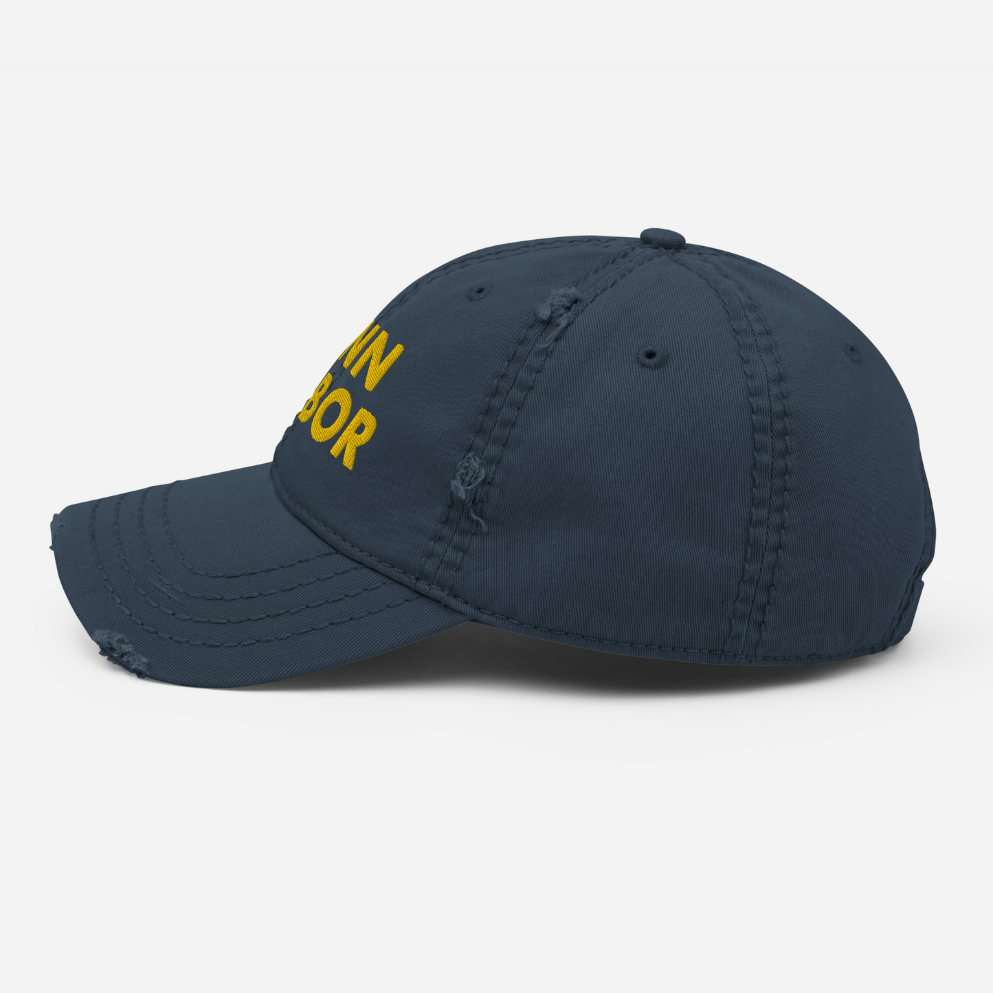 'Ann Arbor' Distressed Dad Hat | Gold/Navy Embroidery