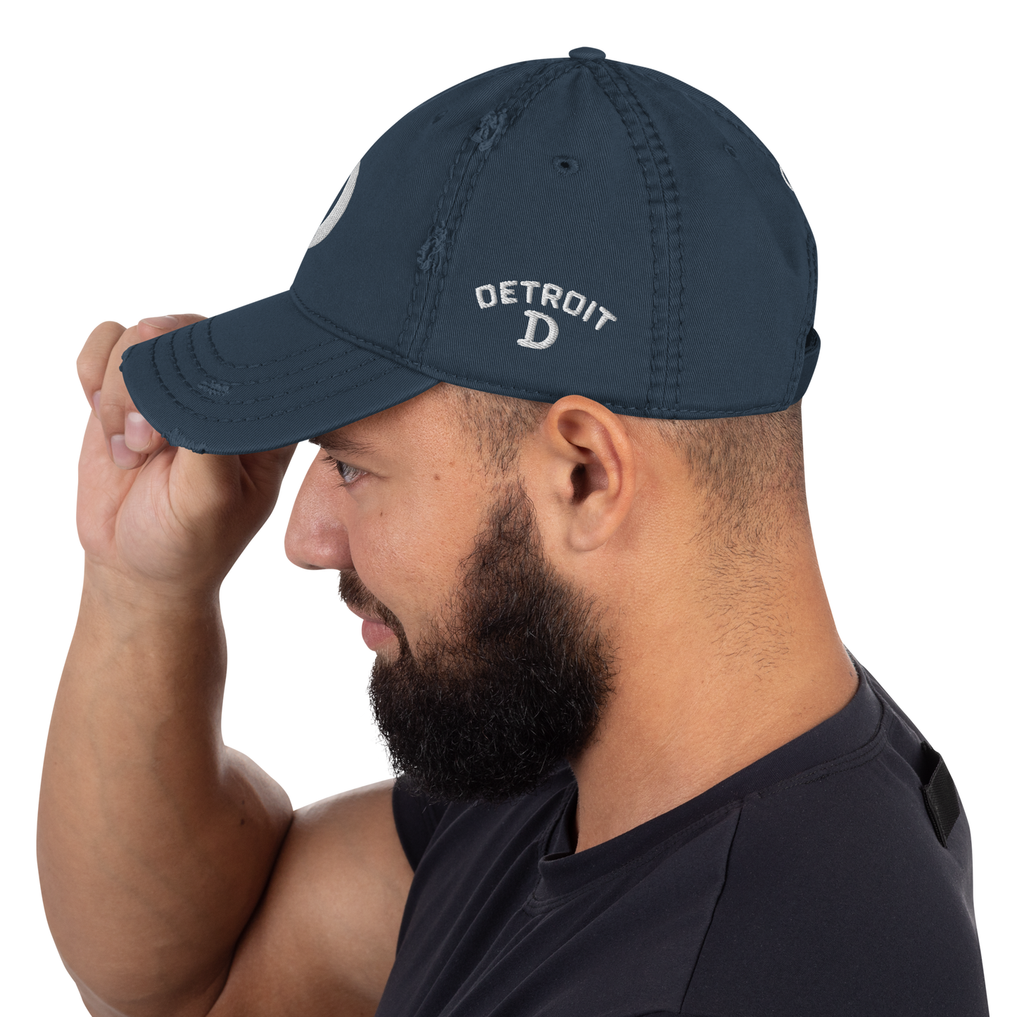 Detroit 'Old French D' Distressed Dad Hat (w/ Side Design)