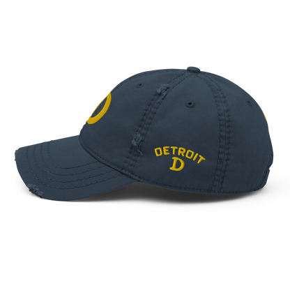 Detroit 'Old French D' Distressed Dad Hat (w/ Side Design) | Gold Embroidery