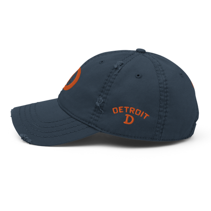 Detroit 'Old French D' Distressed Dad Hat (w/ Side Design) | Orange Embroidery