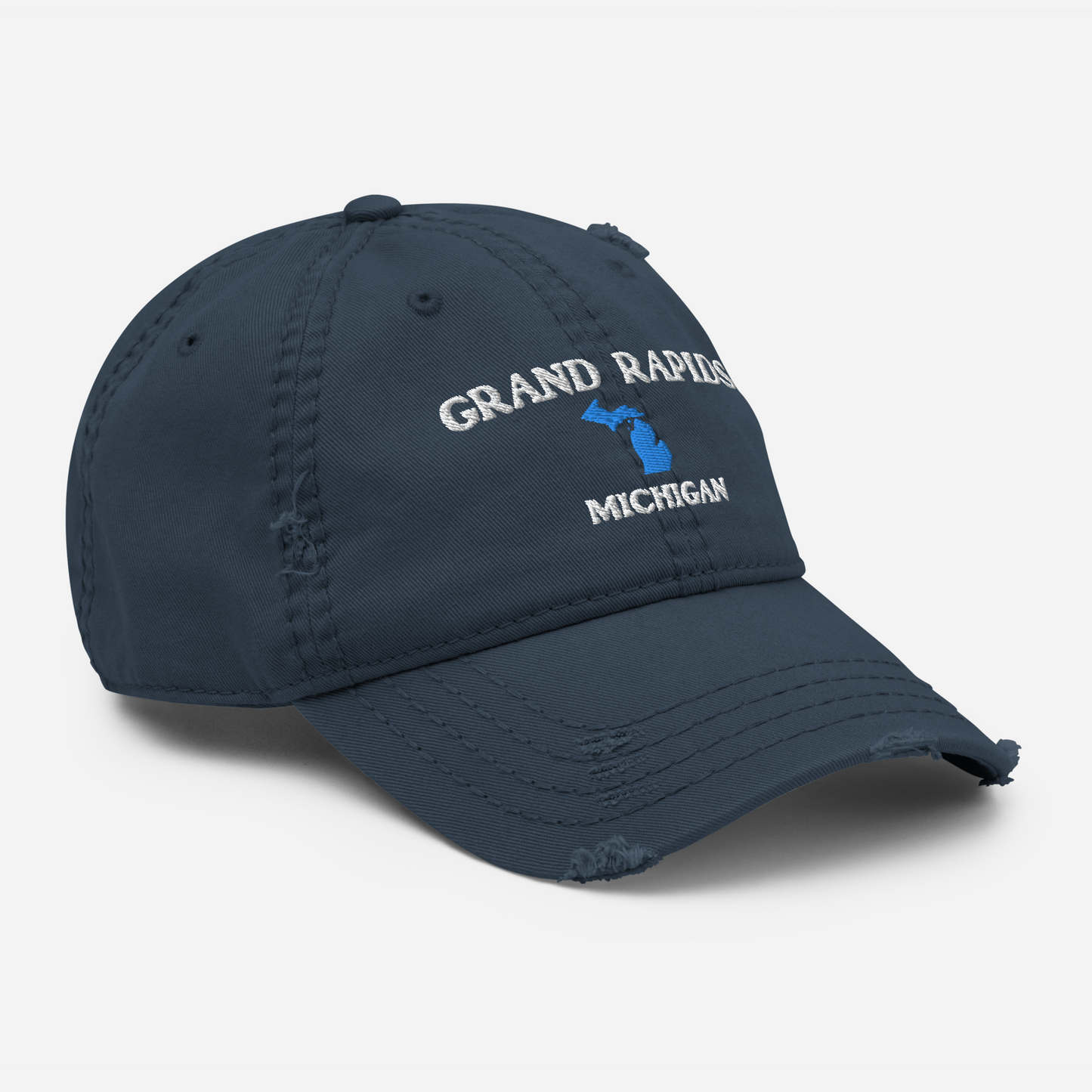 'Grand Rapids Michigan' Distressed Dad Hat (w/ Michigan Outline)