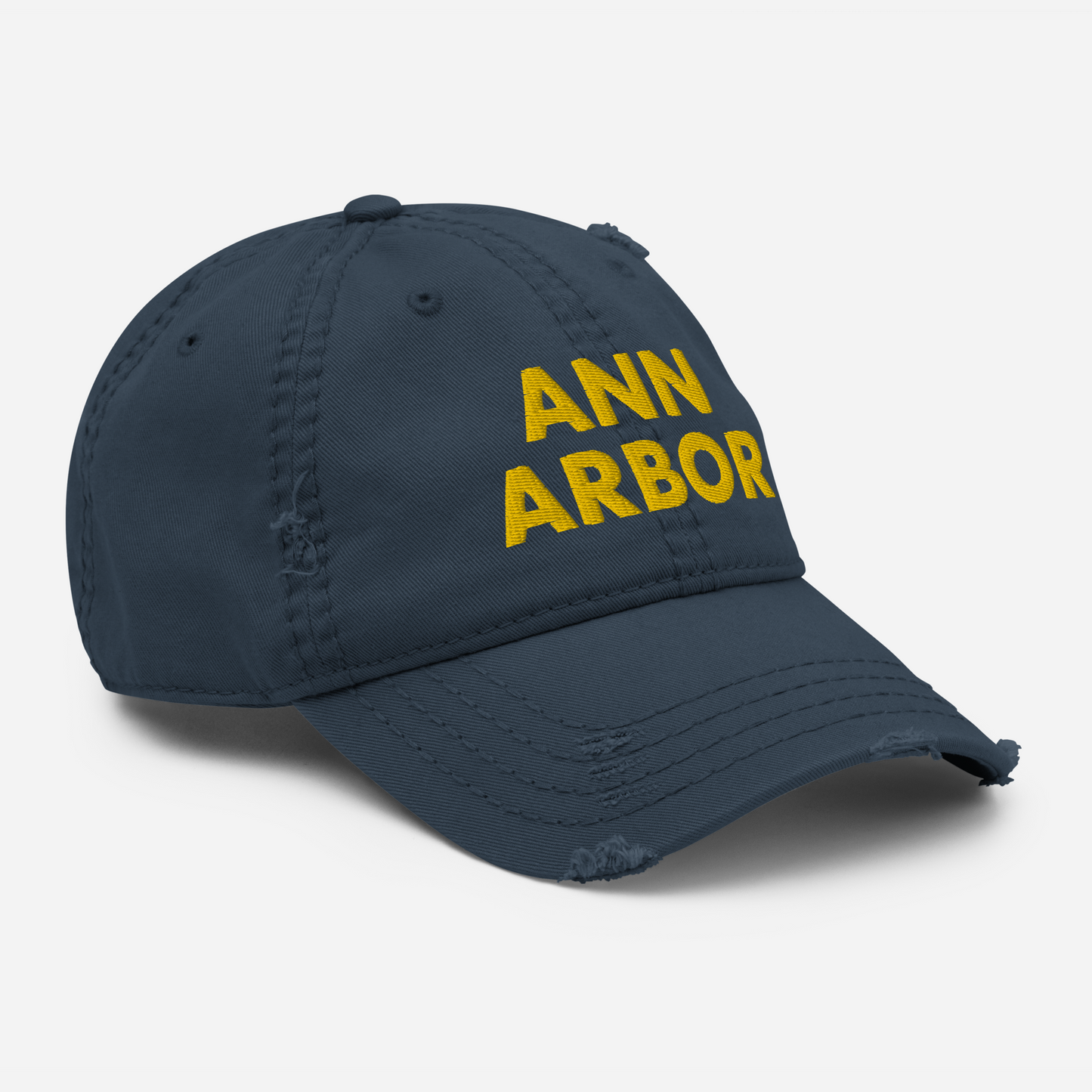 'Ann Arbor' Distressed Dad Hat | Gold/Navy Embroidery