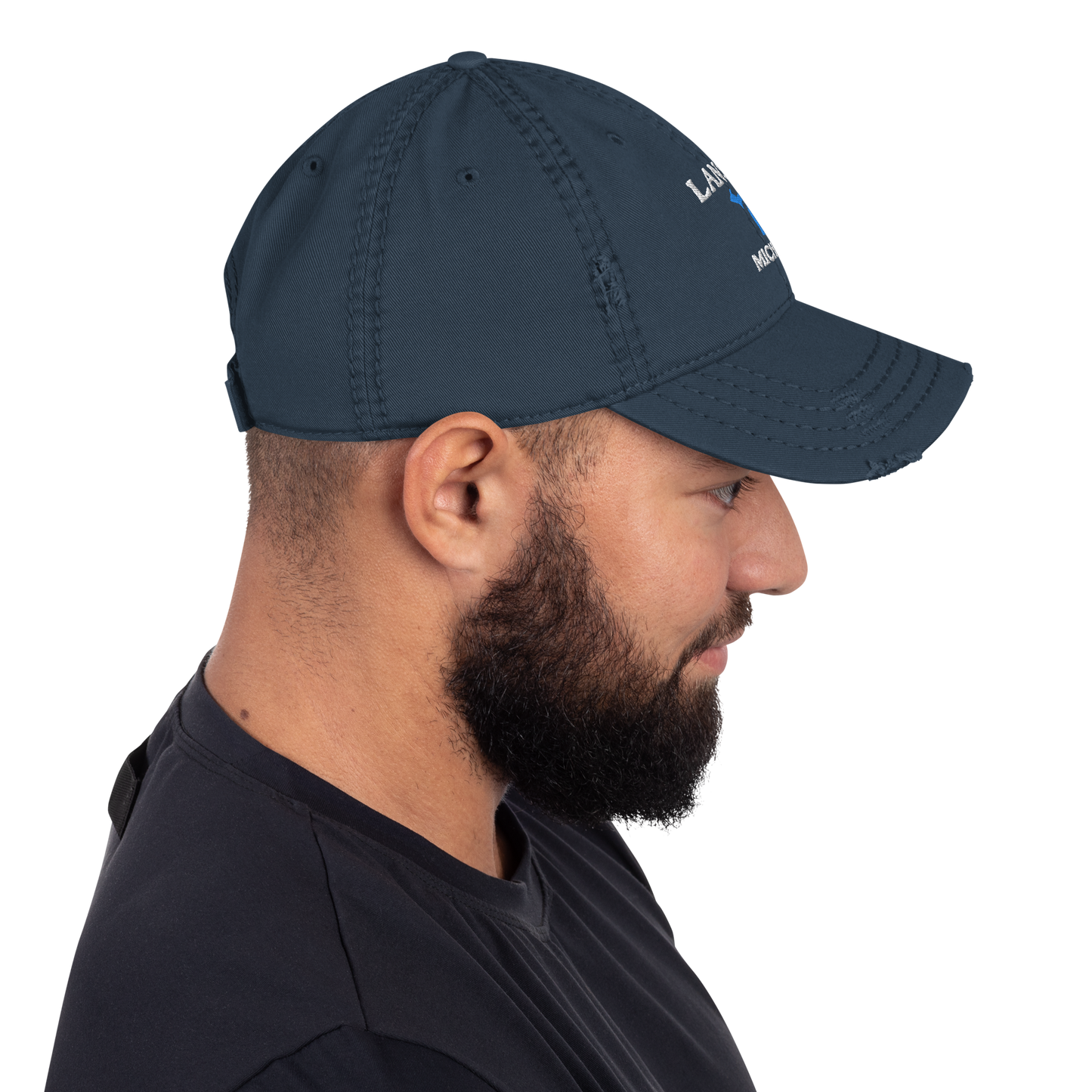 'Lansing Michigan' Distressed Dad Hat (w/ Michigan Outline)