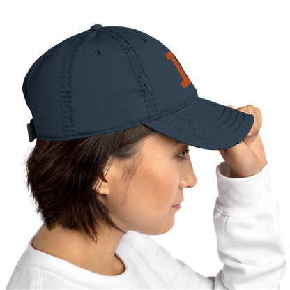 Detroit 'Old French D' Distressed Dad Hat (w/ Side Design) | Orange Embroidery