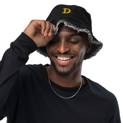 Detroit 'Old French D' Distressed Denim Hat | Gold Embroidery