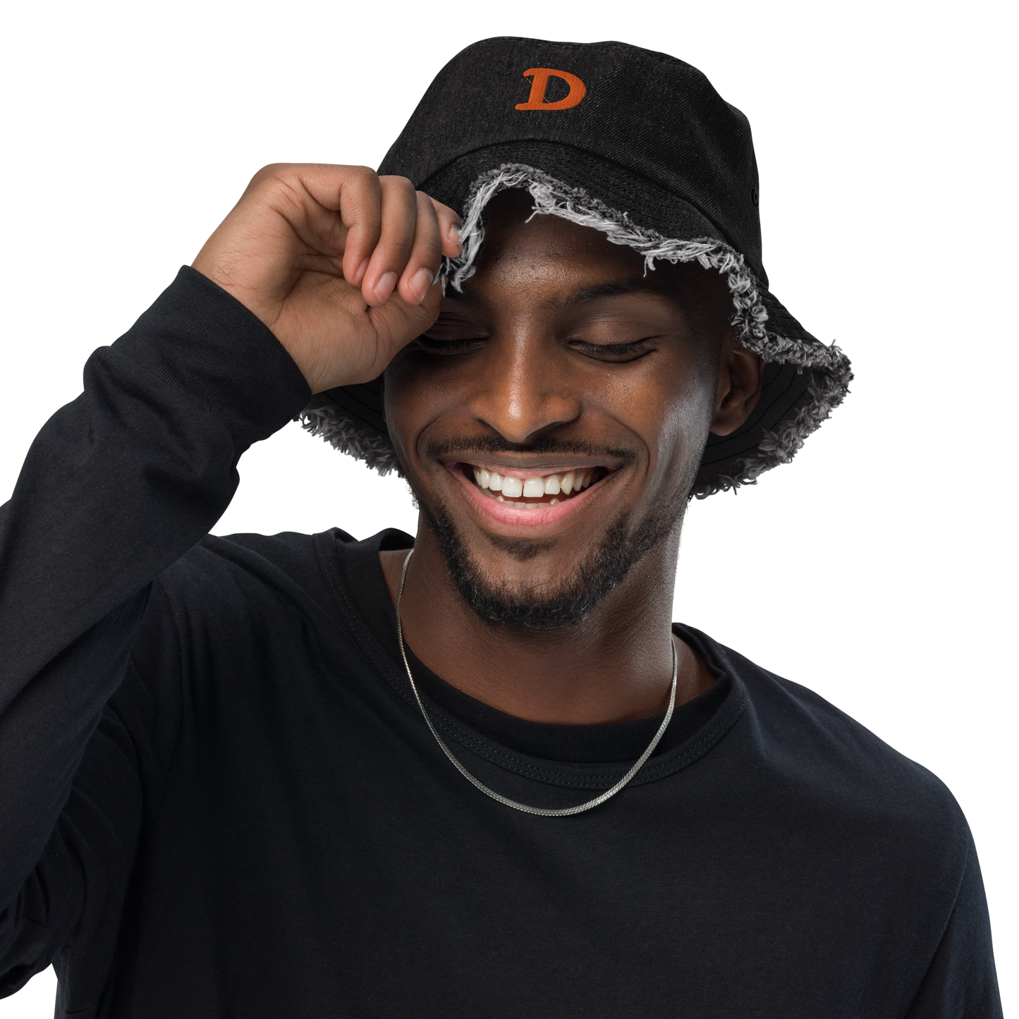 Detroit 'Old French D' Distressed Denim Hat | Orange Embroidery