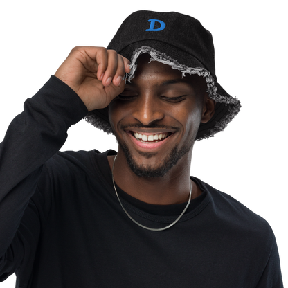 Detroit 'Old French D' Distressed Denim Hat | Azure Embroidery