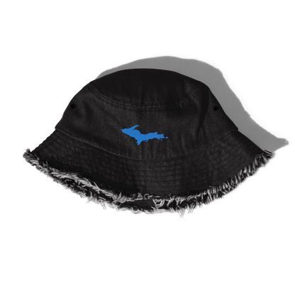 Michigan Upper Peninsula Distressed Denim Hat (w/ Pink UP Outline)