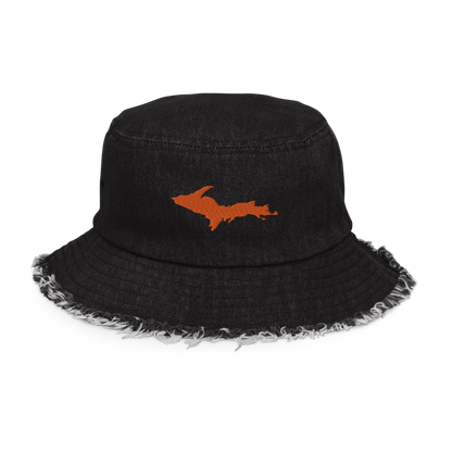 Michigan Upper Peninsula Distressed Denim Hat (w/ Orange UP Outline)