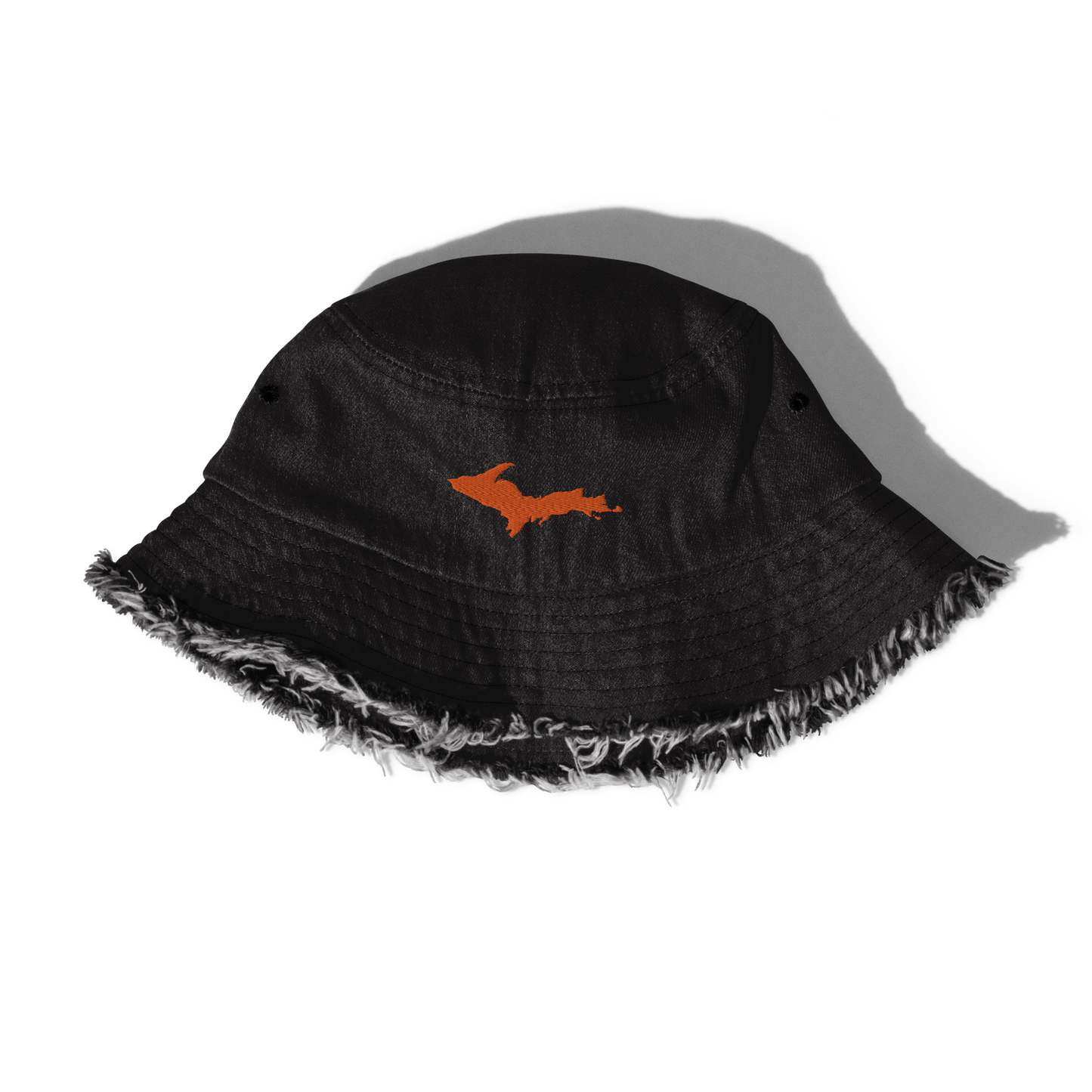 Michigan Upper Peninsula Distressed Denim Hat (w/ Orange UP Outline)