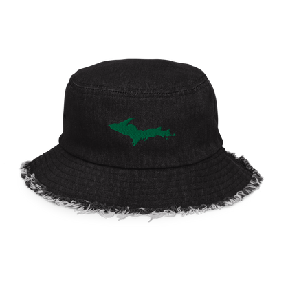 Michigan Upper Peninsula Distressed Denim Hat (w/ Green UP Outline)