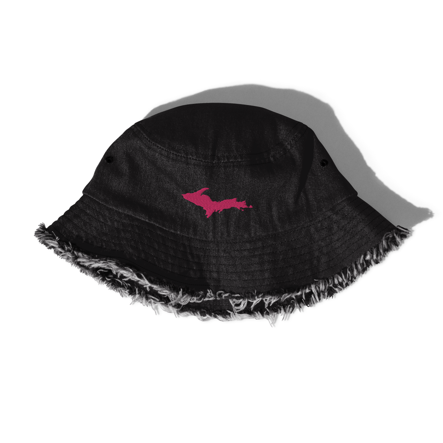 Michigan Upper Peninsula Distressed Denim Hat (w/ Pink UP Outline)