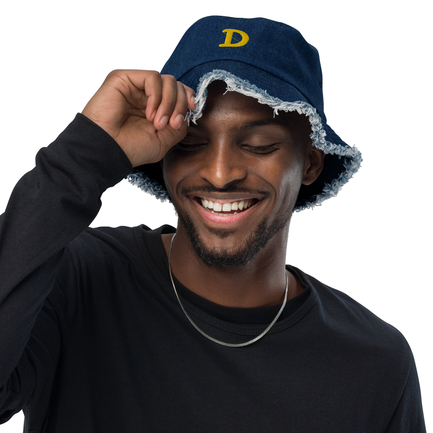 Detroit 'Old French D' Distressed Denim Hat | Gold Embroidery