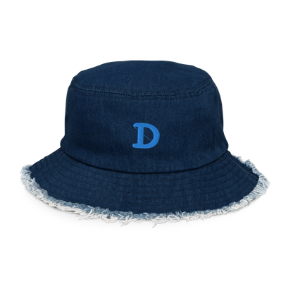 Detroit 'Old French D' Distressed Denim Hat | Azure Embroidery