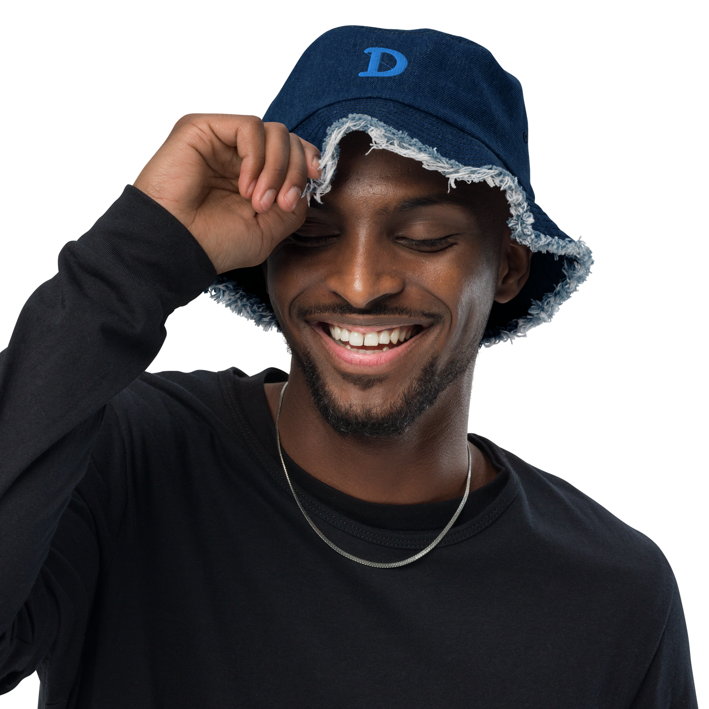 Detroit 'Old French D' Distressed Denim Hat | Azure Embroidery