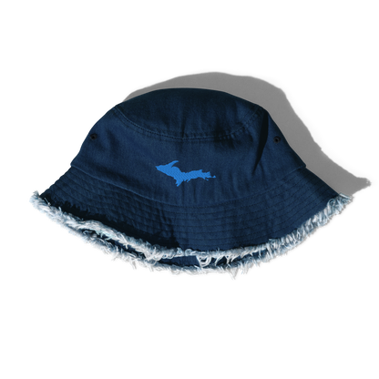 Michigan Upper Peninsula Distressed Denim Hat (w/ Pink UP Outline)