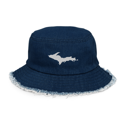 Michigan Upper Peninsula Distressed Denim Hat (w/ UP Outline)