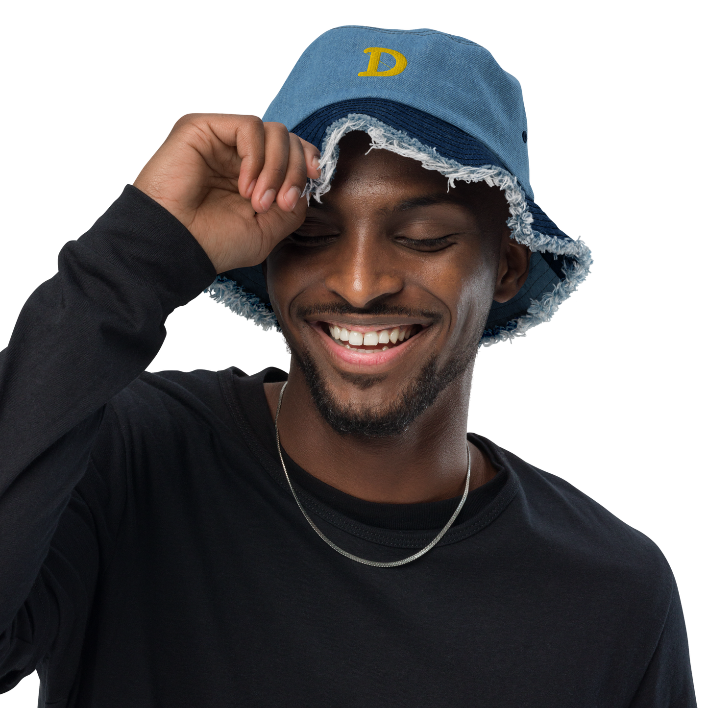 Detroit 'Old French D' Distressed Denim Hat | Gold Embroidery