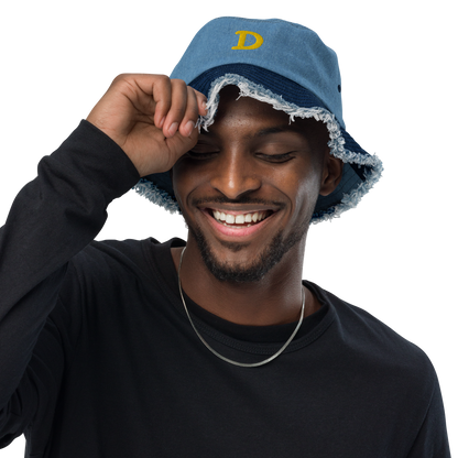 Detroit 'Old French D' Distressed Denim Hat | Gold Embroidery