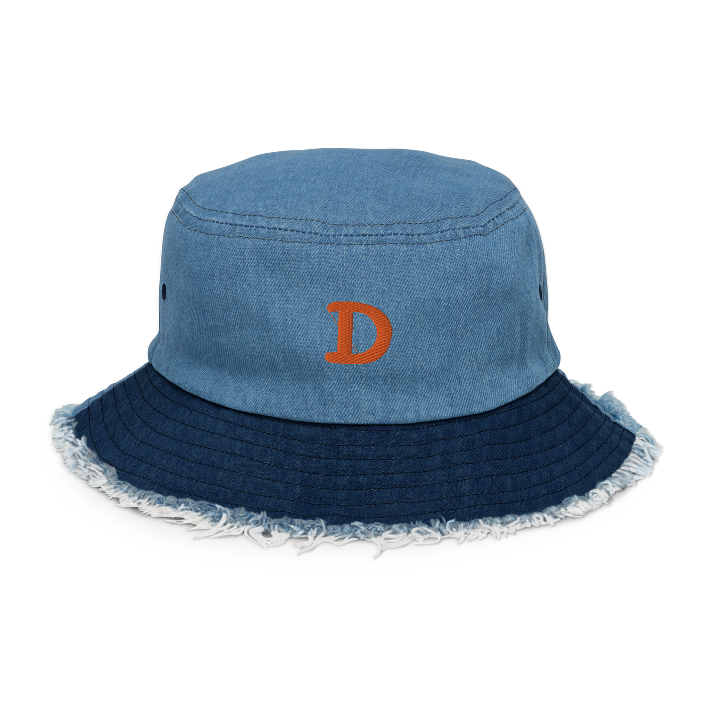 Detroit 'Old French D' Distressed Denim Hat | Orange Embroidery