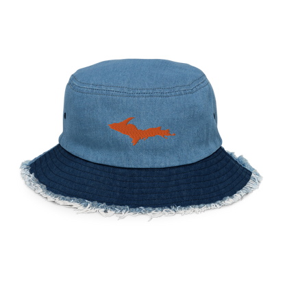 Michigan Upper Peninsula Distressed Denim Hat (w/ Orange UP Outline)