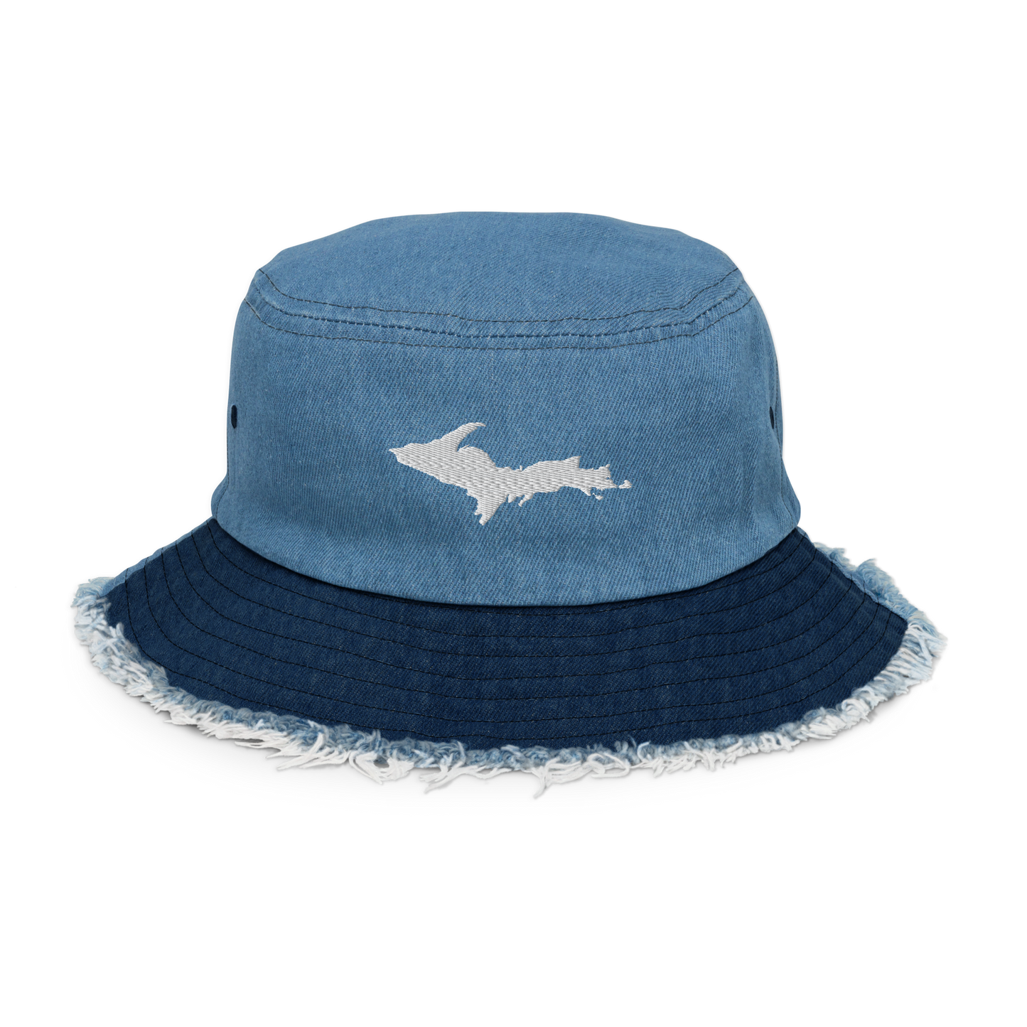 Michigan Upper Peninsula Distressed Denim Hat (w/ UP Outline)