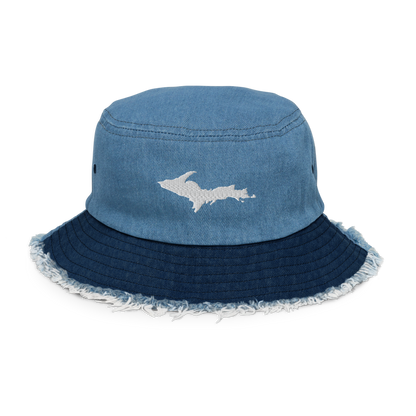 Michigan Upper Peninsula Distressed Denim Hat (w/ UP Outline)